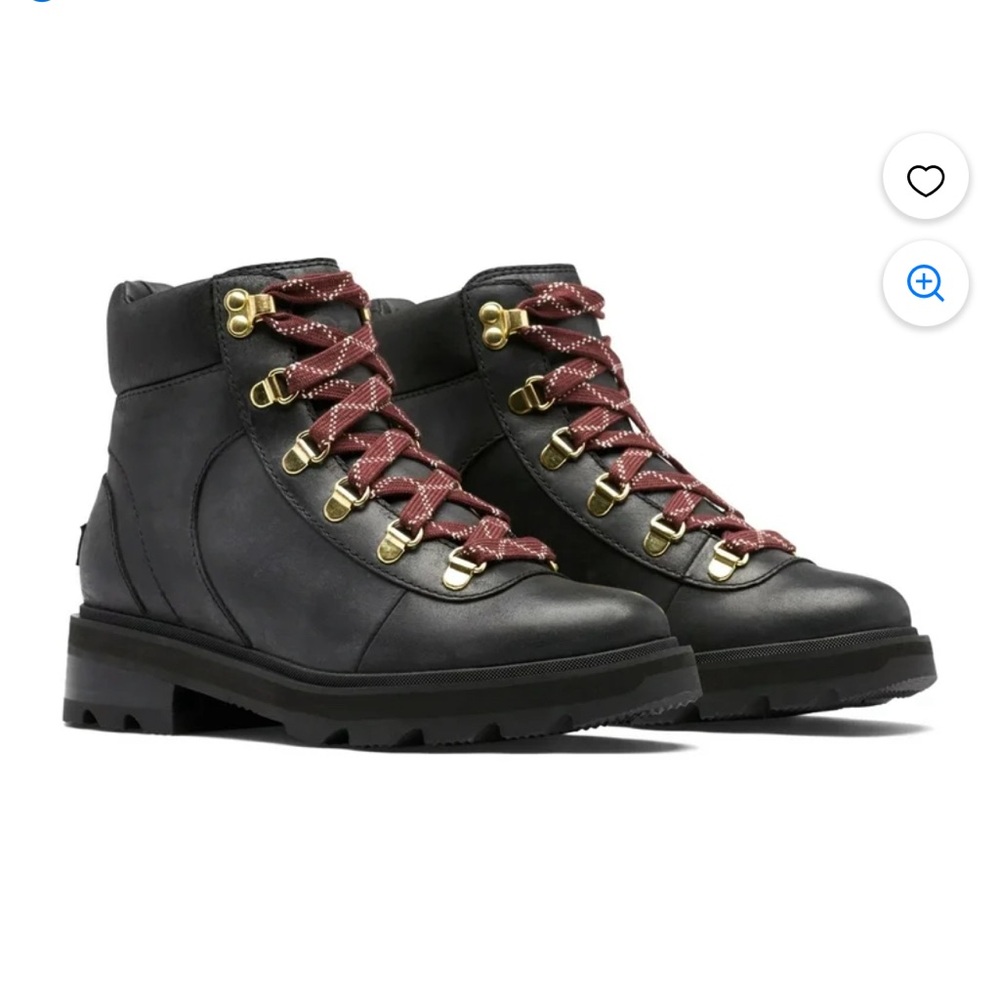 Sorel women’s Lennox black waterproof boots with red laces